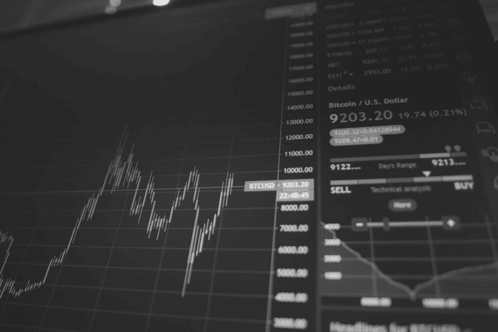 Bitcoin trading interface showing price chart and market data.